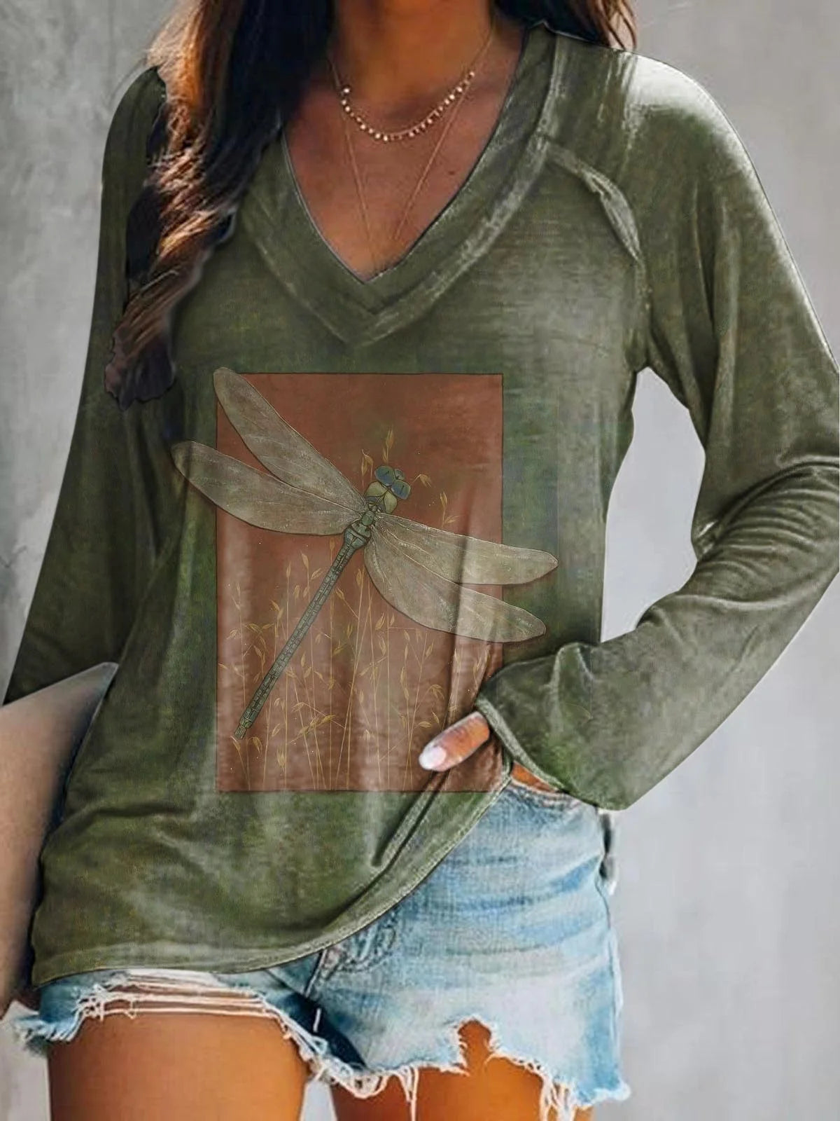 V-Neck Long Sleeve T-Shirt