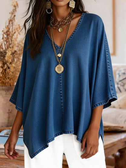 Women's Casual Washed Cotton Denim Top