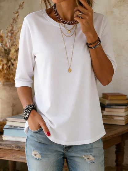 Women's Casual Short-sleeve Round Neck Cotton T-shirt